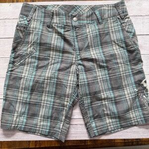 Fox Shorts Mountain Biking Plaid Gray Blue Size Large